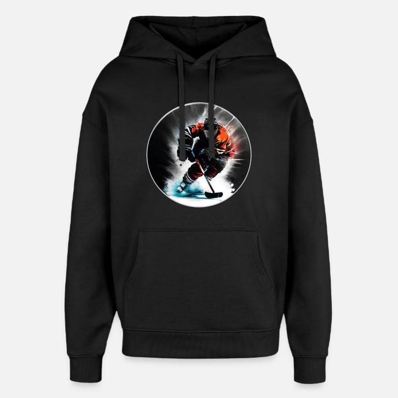 Hockey sur glace - Sweat à capuche unisexe Stanley/Stella Oversized - noir