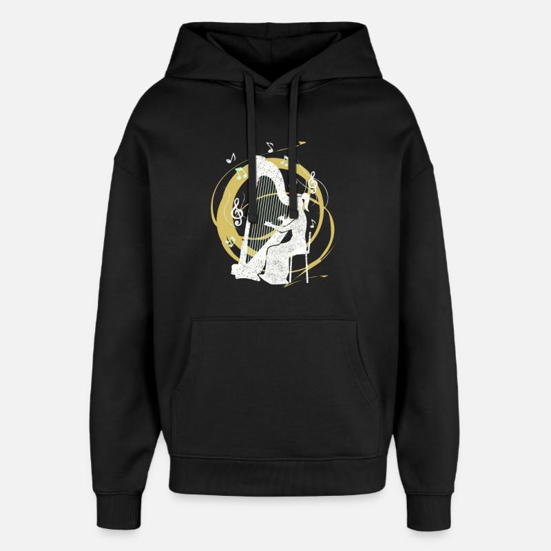 Harpe harpiste - Sweat à capuche unisexe Stanley/Stella Oversized - noir