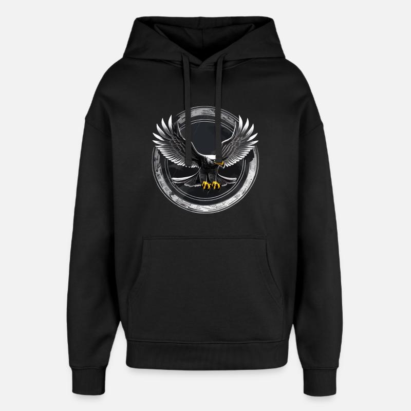 Eagle logo in circle - Oversized Unisex Hoodie by Stanley/Stella - black