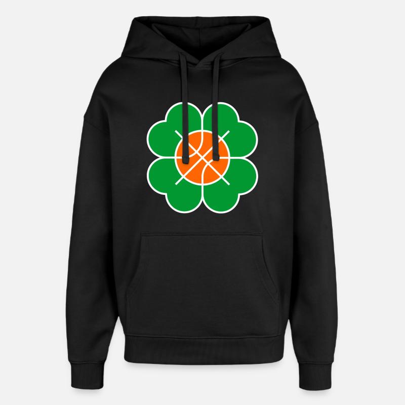 Fleur de basket-ball - Feuille de trèfle - Sweat à capuche unisexe Stanley/Stella Oversized - noir