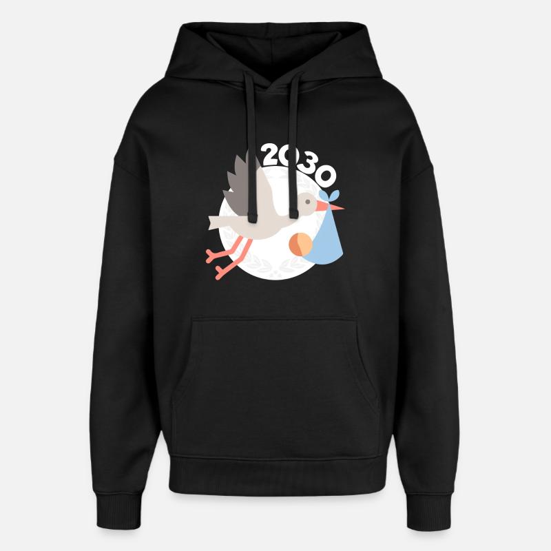 Cigogne avec bébé 2030 - Sweat à capuche unisexe Stanley/Stella Oversized - noir