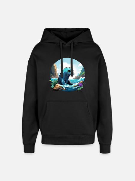 Seal on the coast - Oversized Unisex Hoodie by Stanley/Stella - black