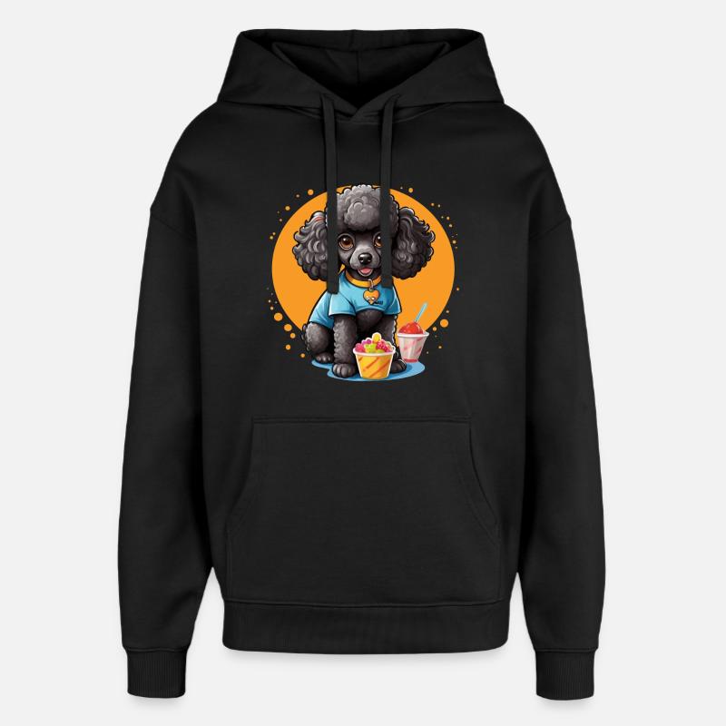 Caniche noir au dessert - Sweat à capuche unisexe Stanley/Stella Oversized - noir