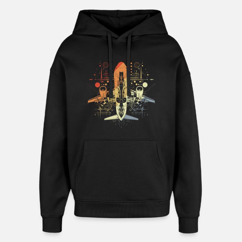 Dessin d’avion Look rétro - Sweat à capuche unisexe Stanley/Stella Oversized - noir
