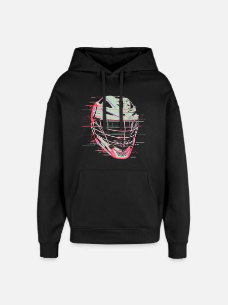 Lacrosse Helmet Graphic - Oversized Unisex Hoodie by Stanley/Stella - black