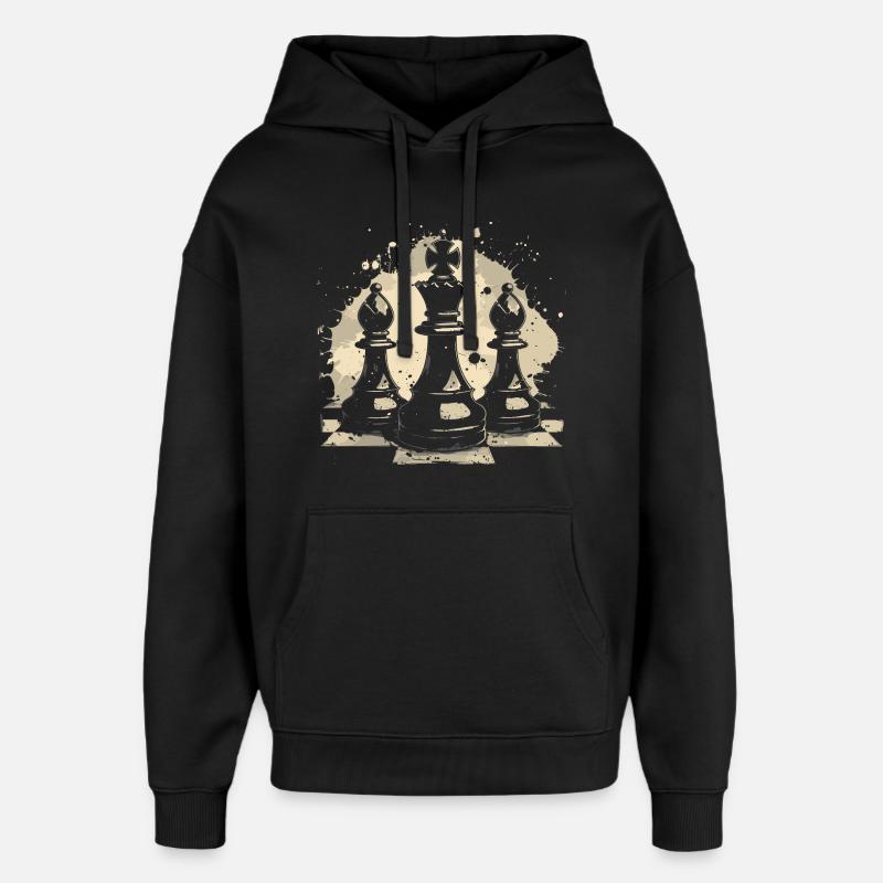 Graffiti d’échecs - Sweat à capuche unisexe Stanley/Stella Oversized - noir