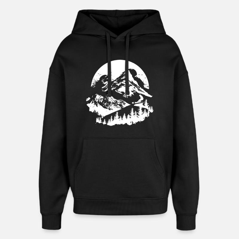 Snowboarding Zeichnung - Oversized Unisex Hoodie von Stanley/Stella - Schwarz
