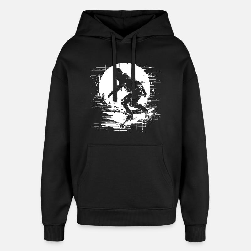 Skateboarderin Pixel Grafik - Oversized Unisex Hoodie von Stanley/Stella - Schwarz