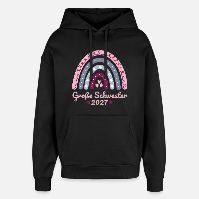 Große Schwester 2027 Boho Regenbogen pastell - Oversized Unisex Hoodie von Stanley/Stella - Schwarz
