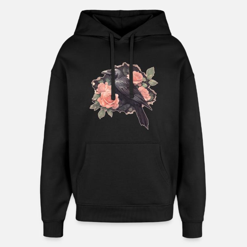 Kruk z różami - Stanley/Stella Oversized Bluza z kapturem unisex - czarny