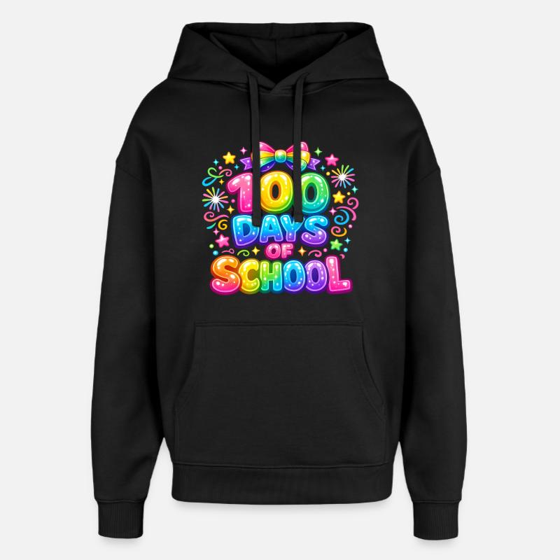 100 Jours d'École Arc-en-Ciel Magique - Sweat à capuche unisexe Stanley/Stella Oversized - noir