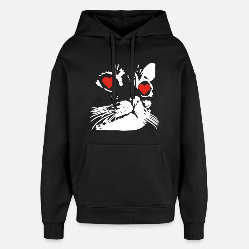 Un amour de chat blanc - Sweat à capuche unisexe Stanley/Stella Oversized - noir