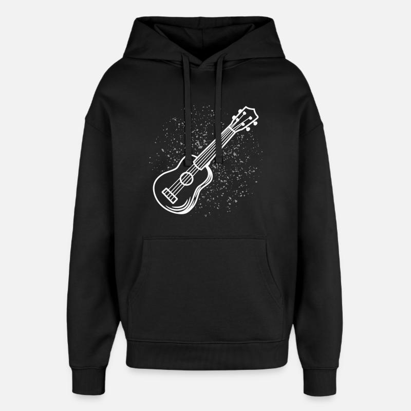 Croquis de ukulélé - Sweat à capuche unisexe Stanley/Stella Oversized - noir