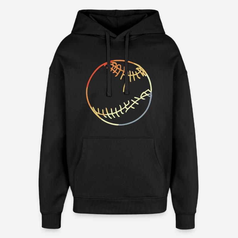 Baseball Ball Drawing - Oversized Unisex Hoodie by Stanley/Stella - black