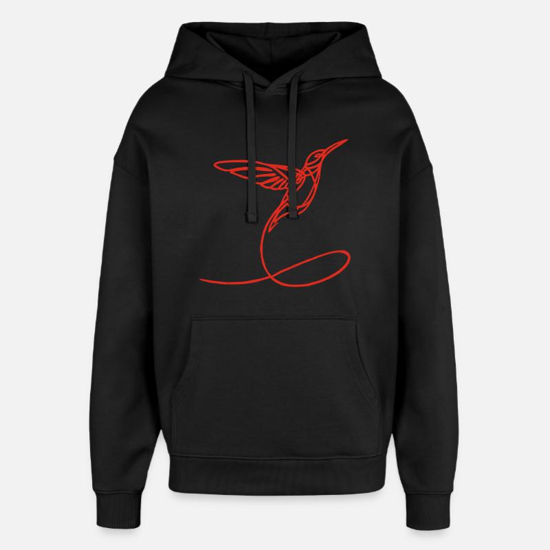 Oiseau étrange rouge - Sweat à capuche unisexe Stanley/Stella Oversized - noir