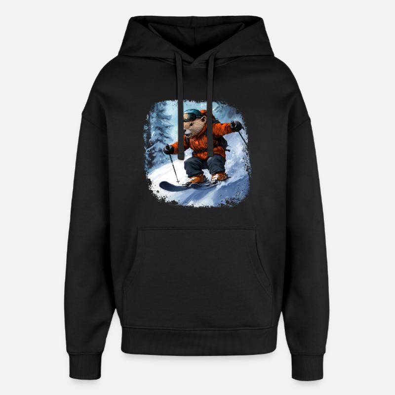 Skis de castor - Sweat à capuche unisexe Stanley/Stella Oversized - noir