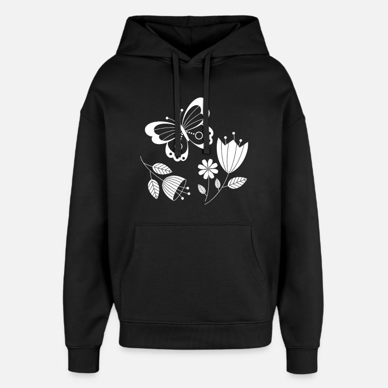 Schmetterling mit Blumen - Oversized Unisex Hoodie von Stanley/Stella - Schwarz
