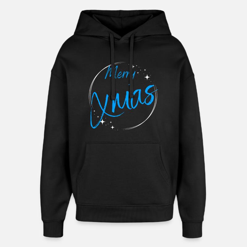 Merry Xmas Script Circle - Oversized Unisex Hoodie by Stanley/Stella - black