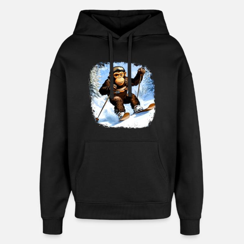 Singe Ski / Singe Skieur - Sweat à capuche unisexe Stanley/Stella Oversized - noir