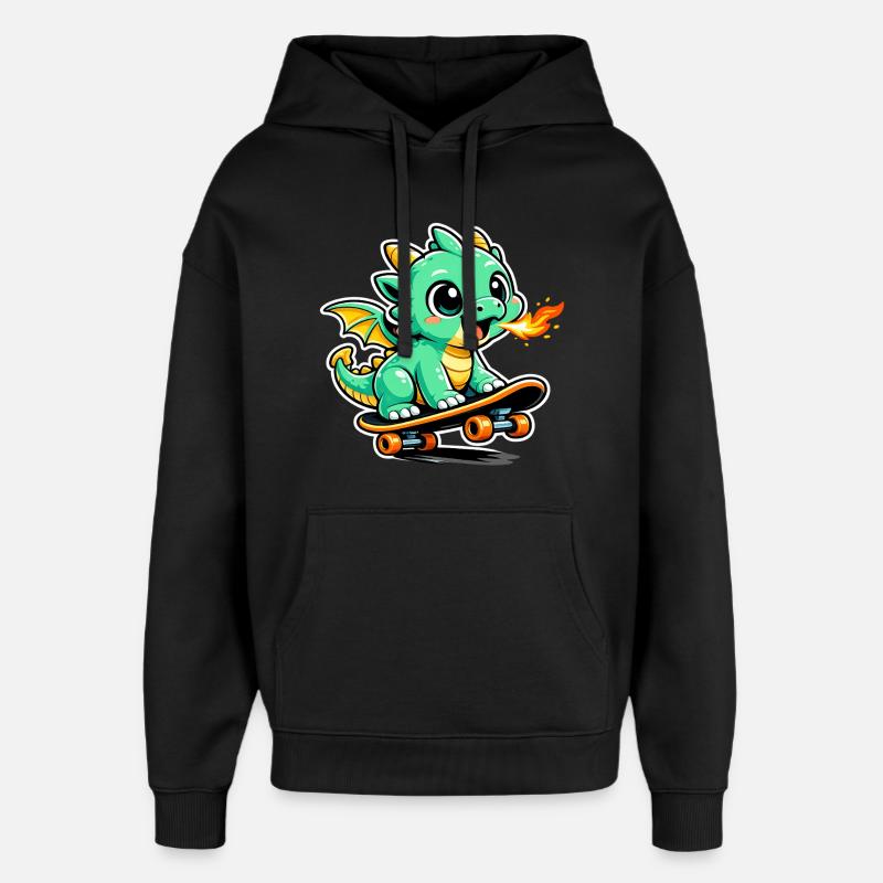 Petit Dragon Skateur - Sweat à capuche unisexe Stanley/Stella Oversized - noir