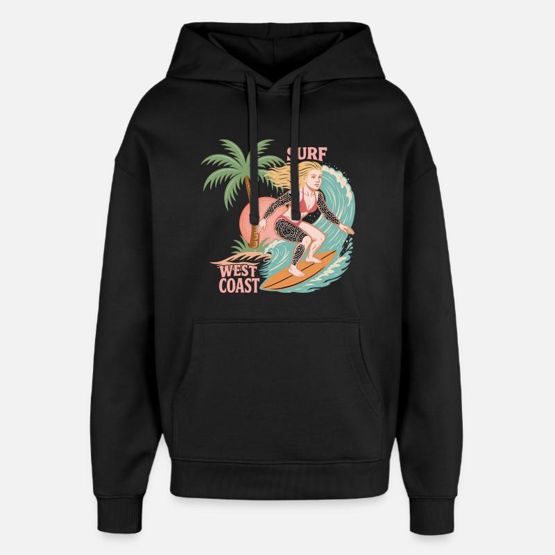 Surf sulla costa occidentale - Stanley/Stella Oversized Felpa con cappuccio unisex - nero