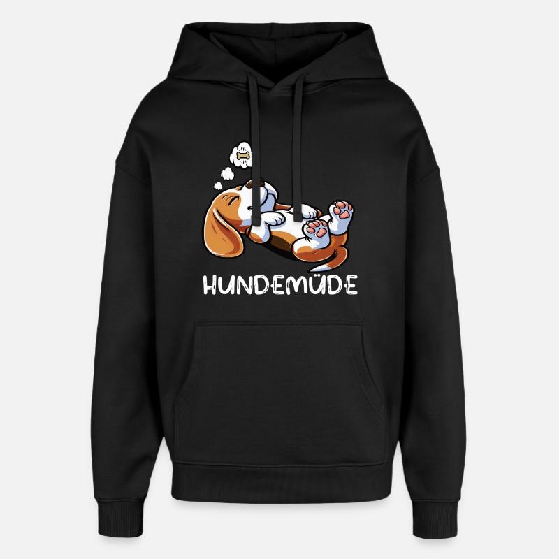 Hundemüde Beagle Beaglebesitzer Beaglehalter - Oversized Unisex Hoodie von Stanley/Stella - Schwarz