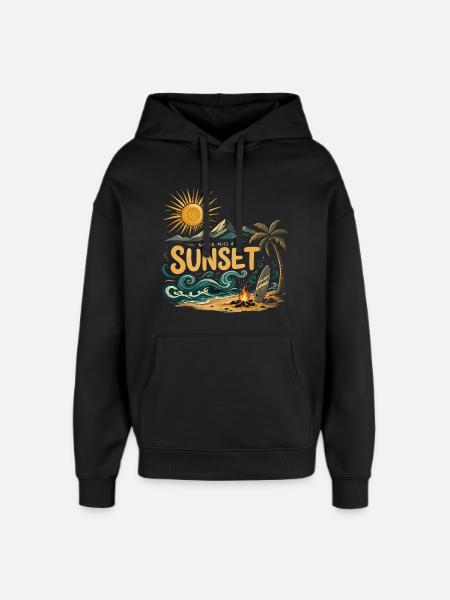 Sunset on the beach surf - Oversized Unisex Hoodie by Stanley/Stella - black