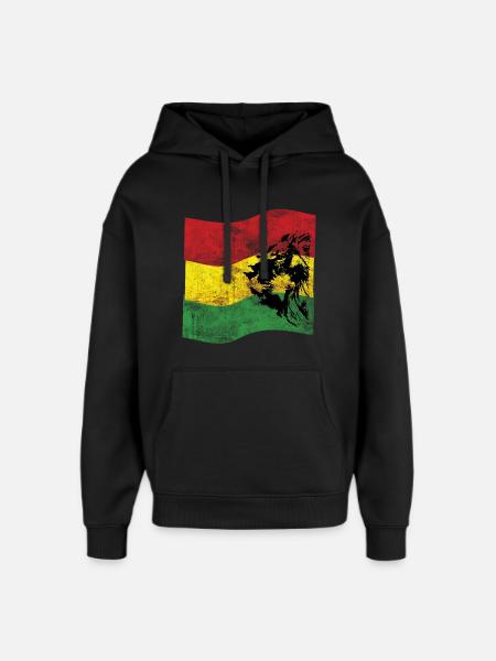 Lion Reggae Drapeau - Sweat à capuche unisexe Stanley/Stella Oversized - noir