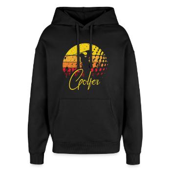 Golf Golfer Vintage - Oversized Unisex Hoodie von Stanley/Stella - Schwarz - Vorne - AI Model Female 172 light (172cm) & AI Model Male 185 light (185cm)