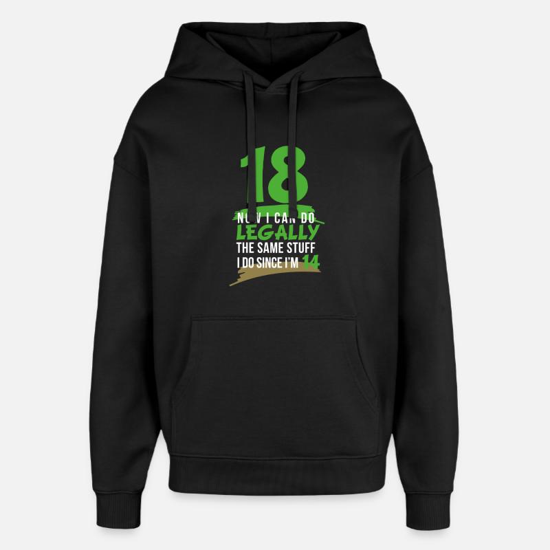 18ème anniversaire Dix-huit ans Printemps - Sweat à capuche unisexe Stanley/Stella Oversized - noir