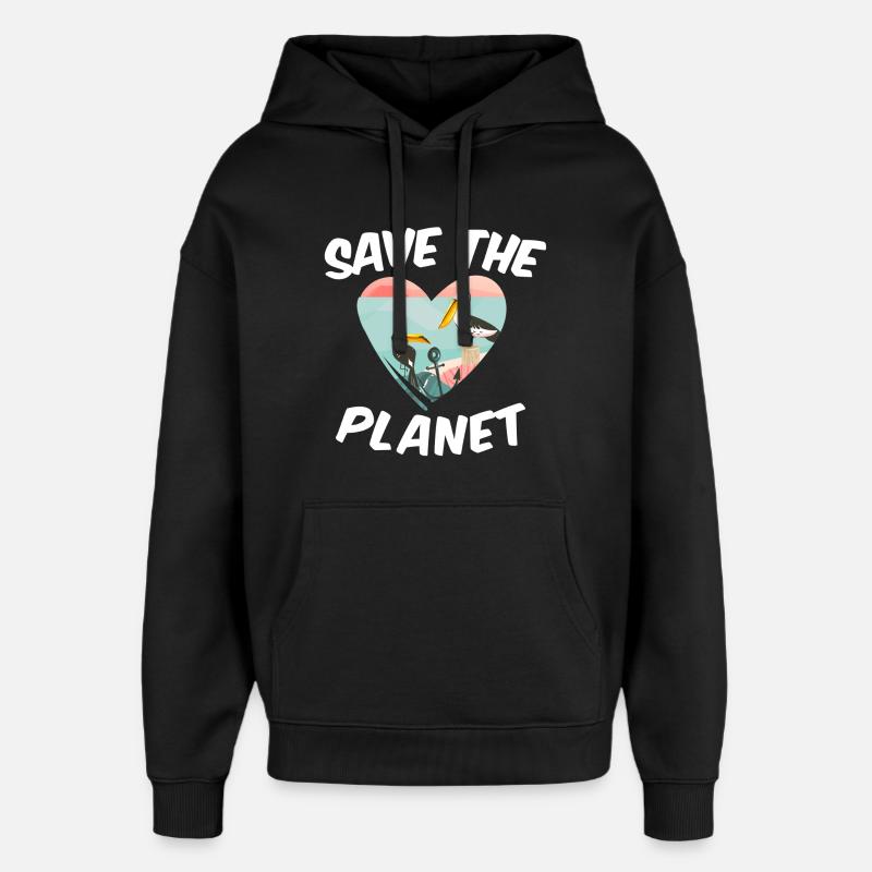 Save The Planet - Sweat à capuche unisexe Stanley/Stella Oversized - noir