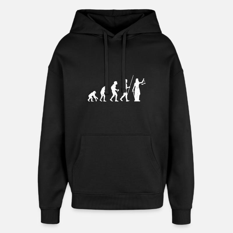 Juriste Jurist Law Justitia Évolution - Sweat à capuche unisexe Stanley/Stella Oversized - noir