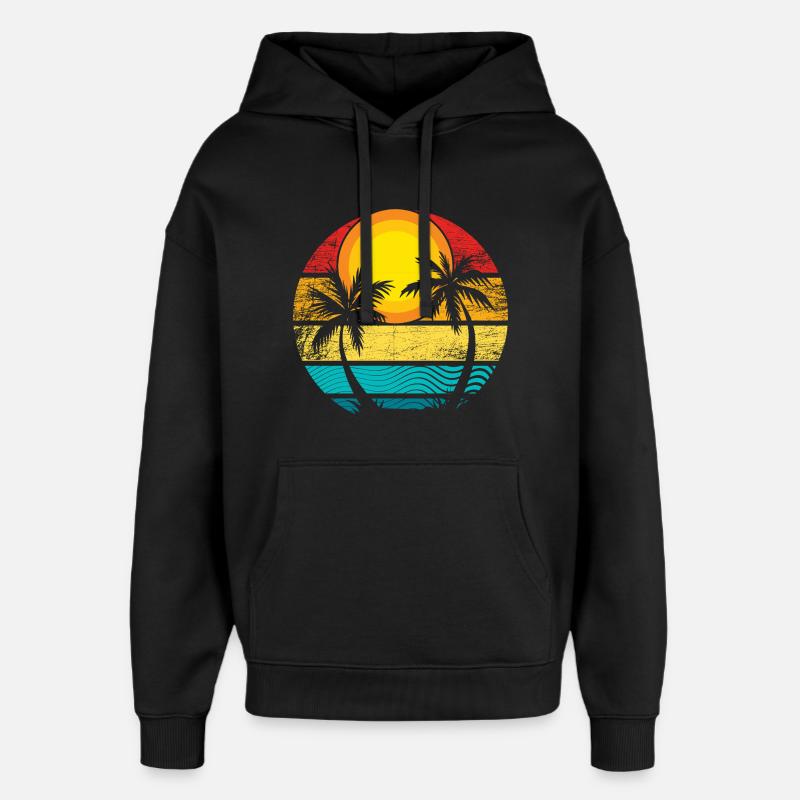 Été - Soleil - Soleil - Sweat à capuche unisexe Stanley/Stella Oversized - noir