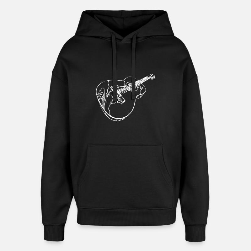 Dessin de guitare - Sweat à capuche unisexe Stanley/Stella Oversized - noir