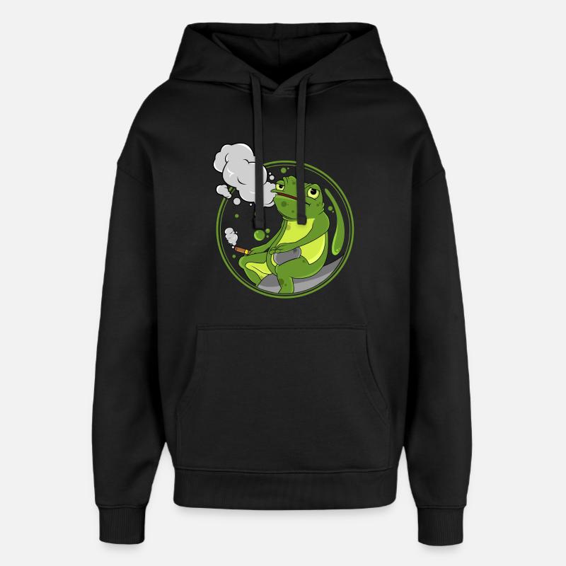 Frosch als Raucher mit Zigarre - Oversized Unisex Hoodie von Stanley/Stella - Schwarz