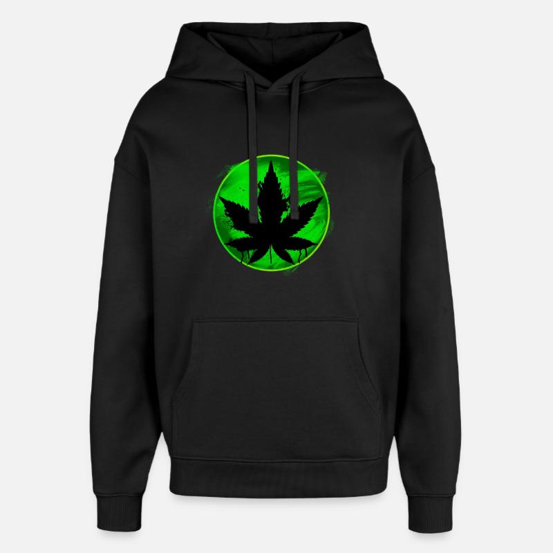 feuille de cannabis - Sweat à capuche unisexe Stanley/Stella Oversized - noir