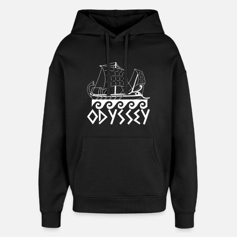 Bateau et odyssée (blanc) - Sweat à capuche unisexe Stanley/Stella Oversized - noir