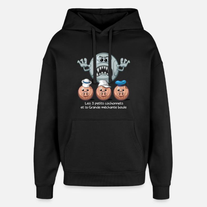 les 3 petits cochonets - Sweat à capuche unisexe Stanley/Stella Oversized - noir