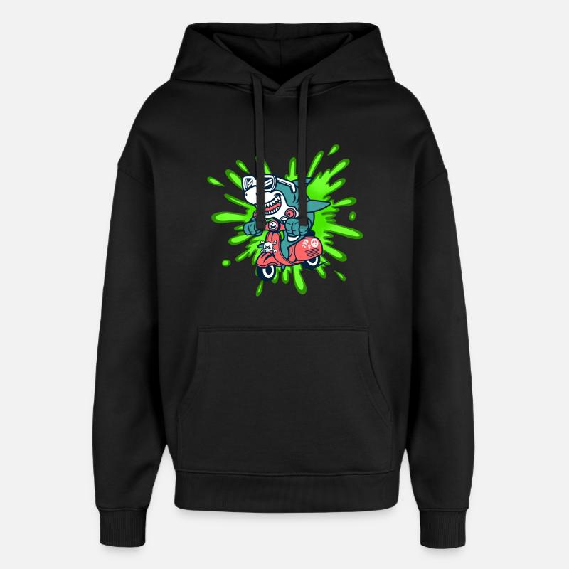 Shark Funny Vélomoteur Cyclomoteur Roller Comic - Sweat à capuche unisexe Stanley/Stella Oversized - noir
