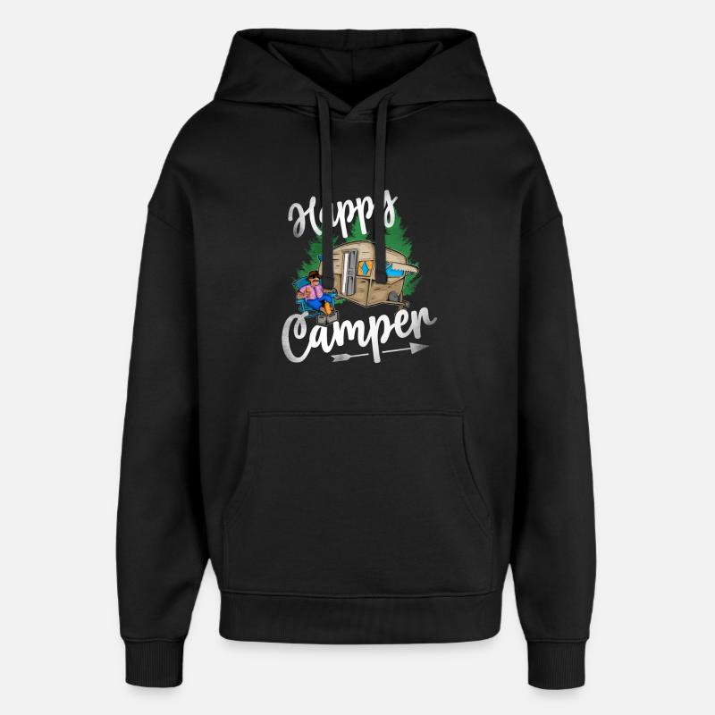Happy Camper - Sweat à capuche unisexe Stanley/Stella Oversized - noir