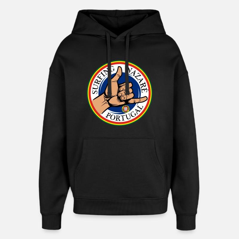 Surfing Nazaré Portugal - Sweat à capuche unisexe Stanley/Stella Oversized - noir