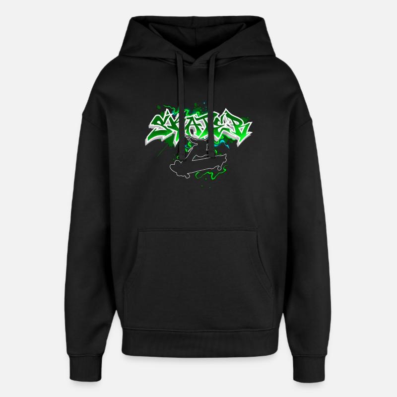 Skater Graffiti - Oversized Unisex Hoodie von Stanley/Stella - Schwarz