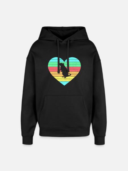 Mouse heart design with rainbow / gift - Oversized Unisex Hoodie by Stanley/Stella - black