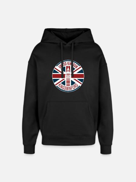 Kingswinford United Kingdom UK Union Jack British - Oversized Unisex Hoodie by Stanley/Stella - black