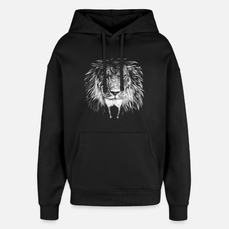 Lion Biker - Sweat à capuche unisexe Stanley/Stella Oversized - noir