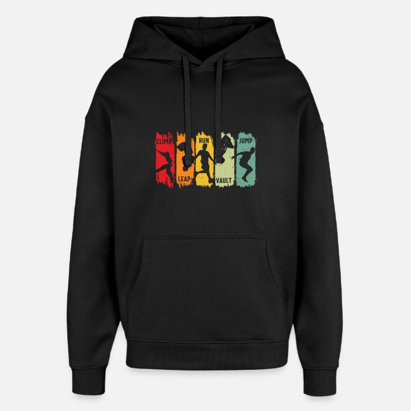 Parkour Fri Løb Stigning Spring Løb Spring Spring Spring Spring - Hættetrøje unisex Stanley/Stella Oversized - sort