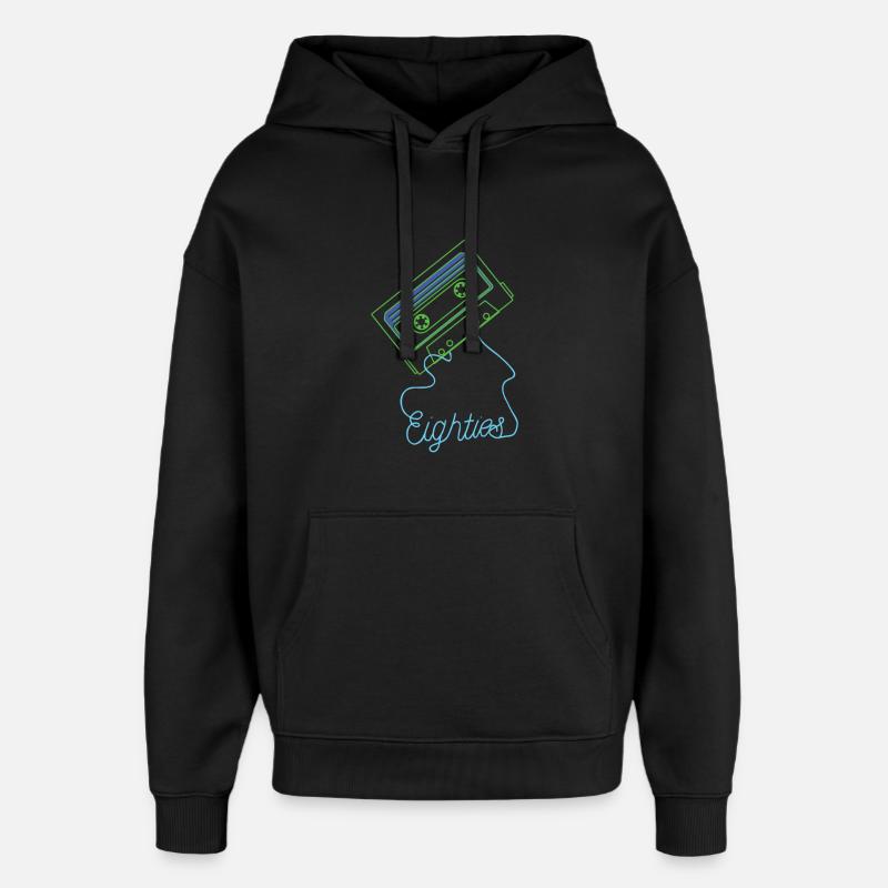 Eighties Cassette Tape 80s Retro - Sweat à capuche unisexe Stanley/Stella Oversized - noir