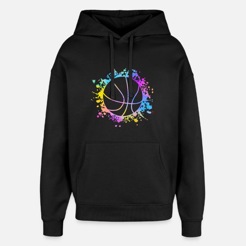 Basketball Farbspritzer Farbklecks - Oversized Unisex Hoodie von Stanley/Stella - Schwarz