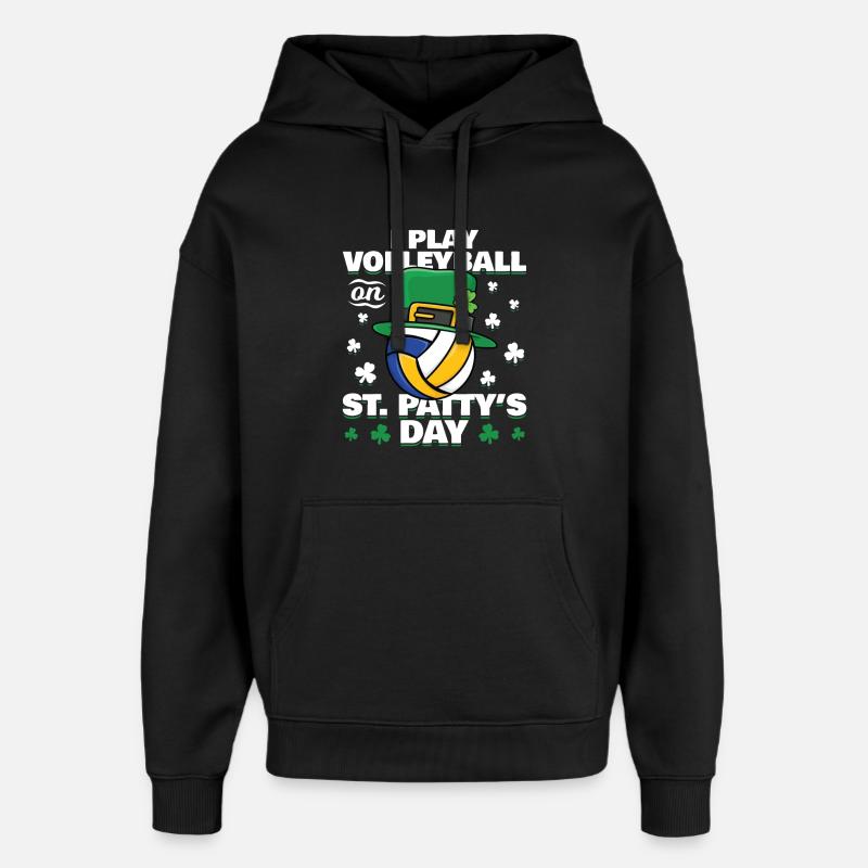 St. Patrick's Day Volleyball - Oversized Unisex Hoodie by Stanley/Stella - black