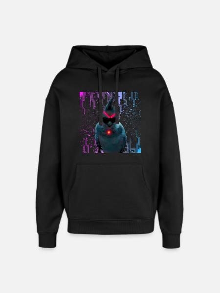 Cyber Cockatiel Neon Bloom - Oversized Unisex Hoodie by Stanley/Stella - black
